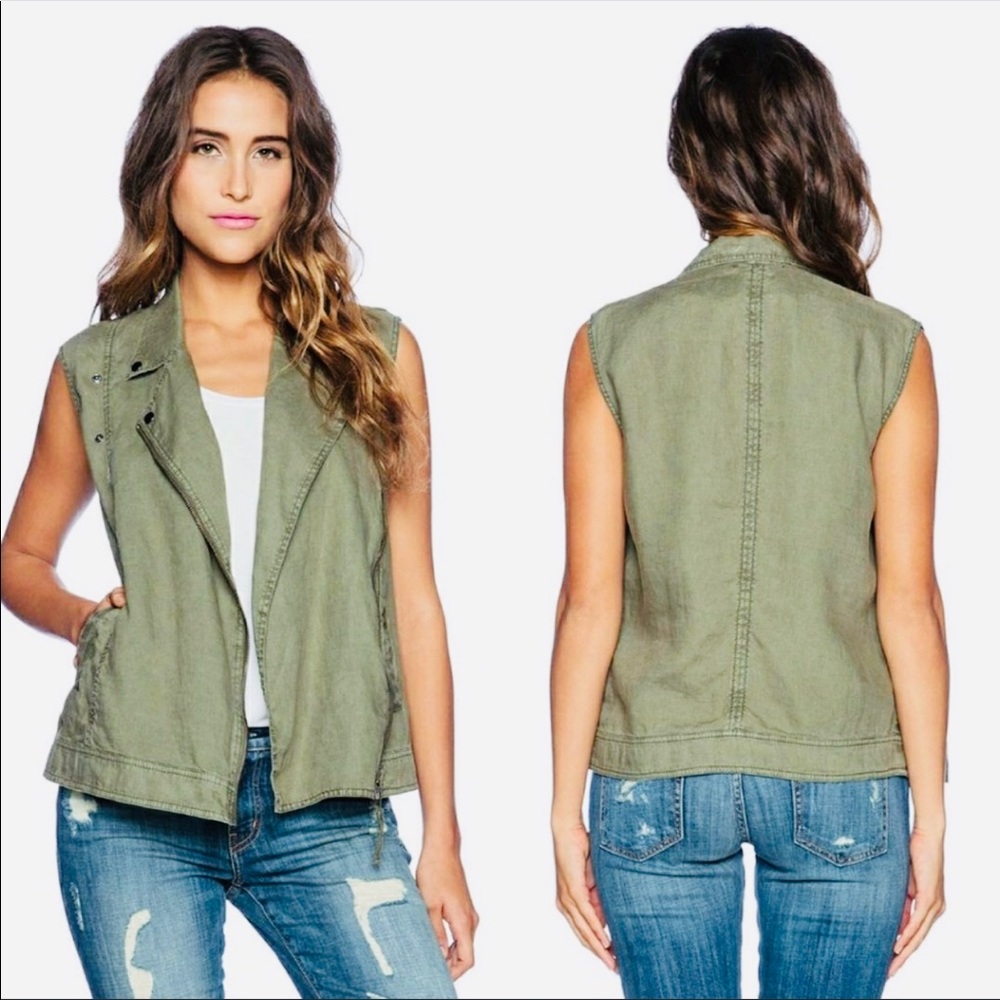 Michael Stars Sleeveless Moto Linen Vest